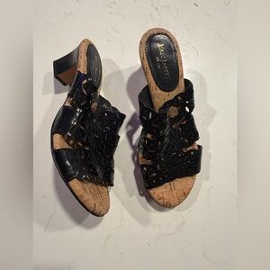 Eric Javits Black Patent Leather Sandals 7.5